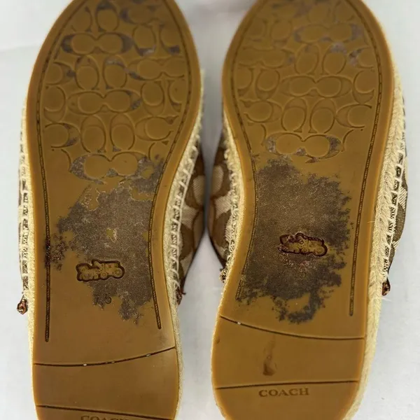 Coach Signature Brown and Tan Espadrille Slip-Ons - Image 8