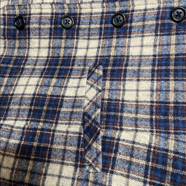Pendleton Wool Vest 5 Button Down Pockets Plaid Navy Blue Cream Small 34R - Image 3