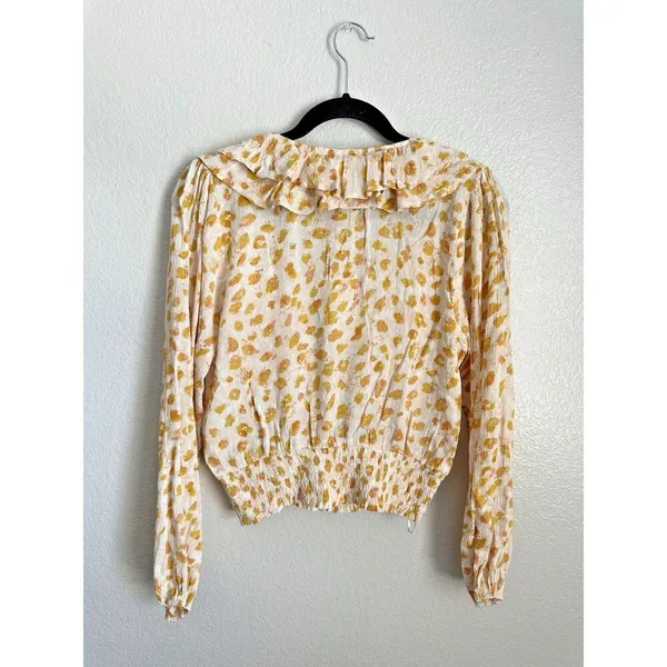 Savanna Jane Blouse Womens Size Medium Bohemian Peasant Ruffle Long Sleeve Top - Image 2
