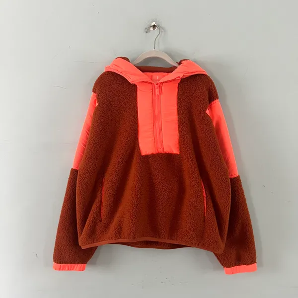 Free People Movement Lead The Pack Neon Coral Combo Pullover Fleece Jacket - Image 6