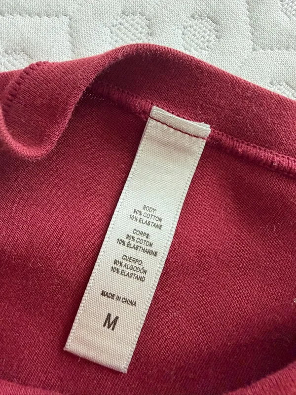 Classic Long Sleeve Crewneck Top - Burgundy - Image 2