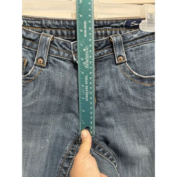 SEVEN 7 Denim Med‎ Wash Denim Jeans Stitching Studs Size 30 Low Rise - Image 3