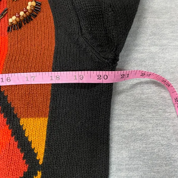 I.B. Diffusion Small Y2K Knit Sweater Beaded Diamond‎ Pattern Vintage Abstract Black - Image 7