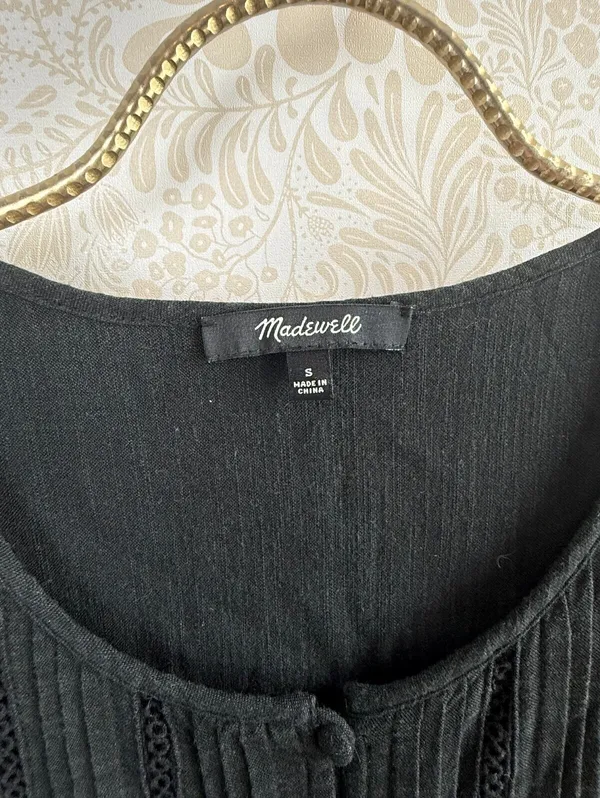 Madewell Black Pleated Button-Front Mini Dress - Size - Small - Image 8