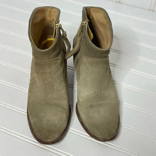 Zadig & Voltaire Molly Khaki Suede Wing Ankle Boots Spain 36 Western Block Heel - Image 11