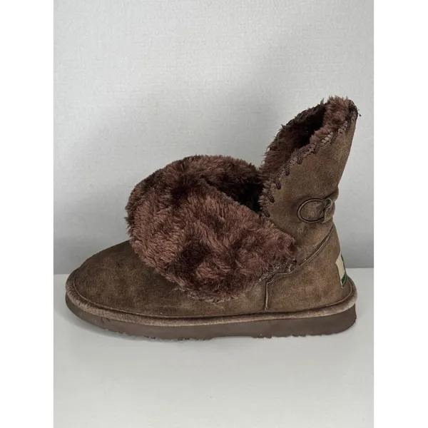 1990s–2000s Lamo Essential Shearling Suede Button Boots 7.5/8 Brown - Image 6