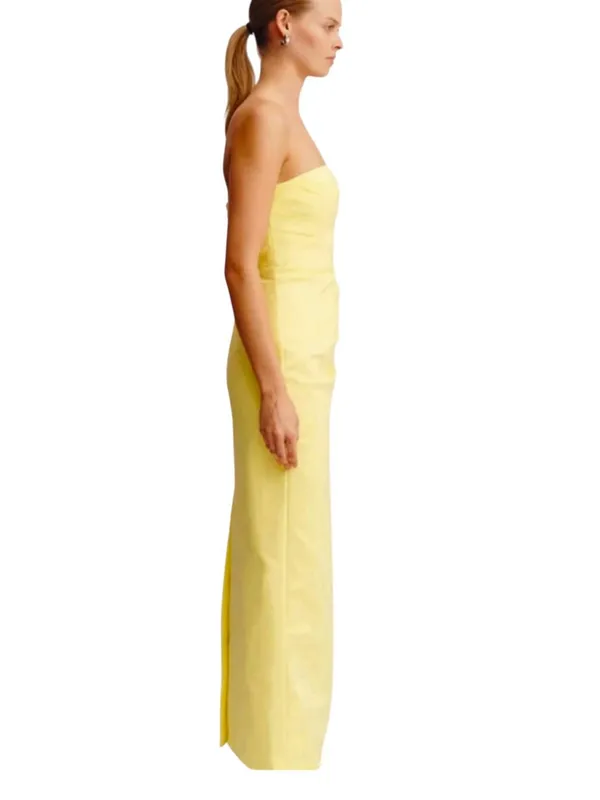 NWT Shona Joy Lani Strapless Draped Maxi Dress Lemonade Size 6 - Image 3