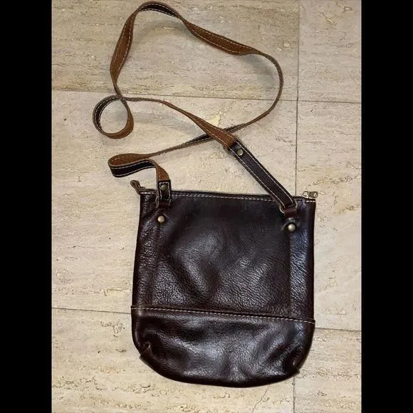 Portland Leather Goods Brown Crossbody‎ hobo Bag Purse 8.5”x9” - Image 5
