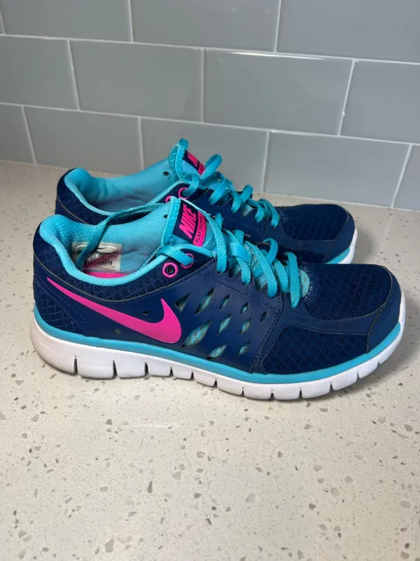Nike Flex 2013 Run Shoes Sneaker Blue Aqua Pink Athletics Running Workout Size 8 - Image 9
