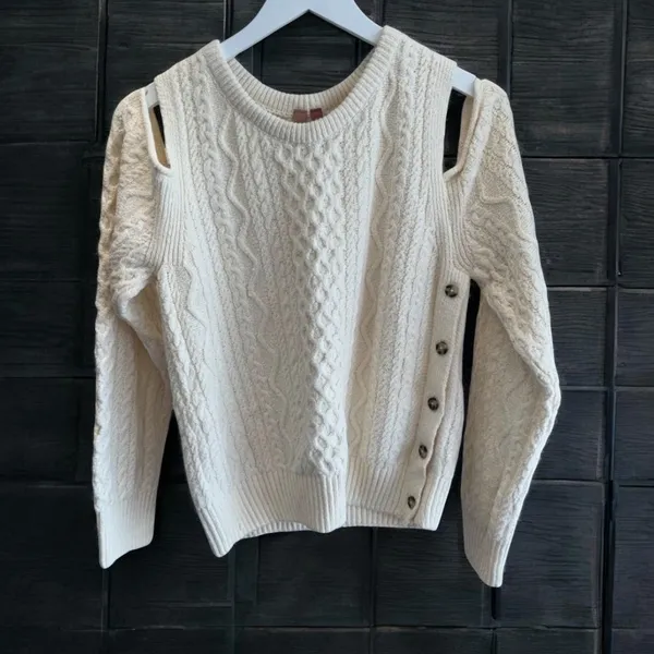 Anthropologie Pilcro Fisherman Cold Shoulder Sweater M - Image 3