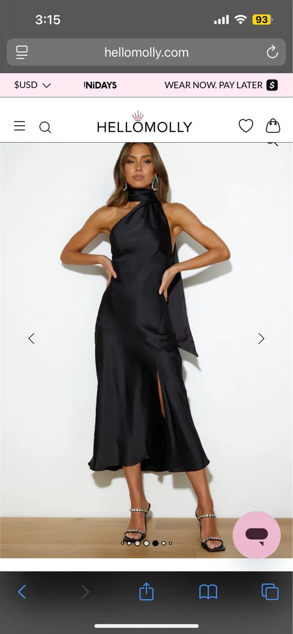 Satin Maxi Dress Black - Image 4