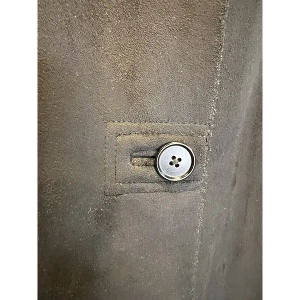 Lands' End Faux Suede Shearling Coat Jacket Longline Women's Size M 10-12‎ Black - Image 5