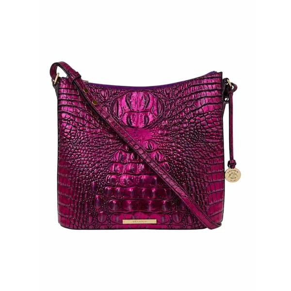 Brahmin Katie Crossbody Bag Metallic Pink Leather Crocodile - Image 2
