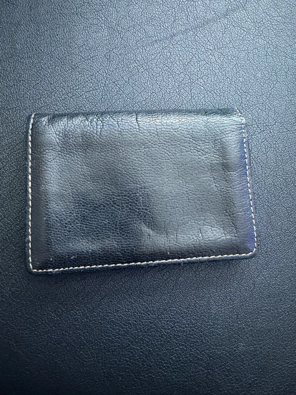 TUSK vintage leather wallet snap clear ID photo window red/black card holder os - Image 2