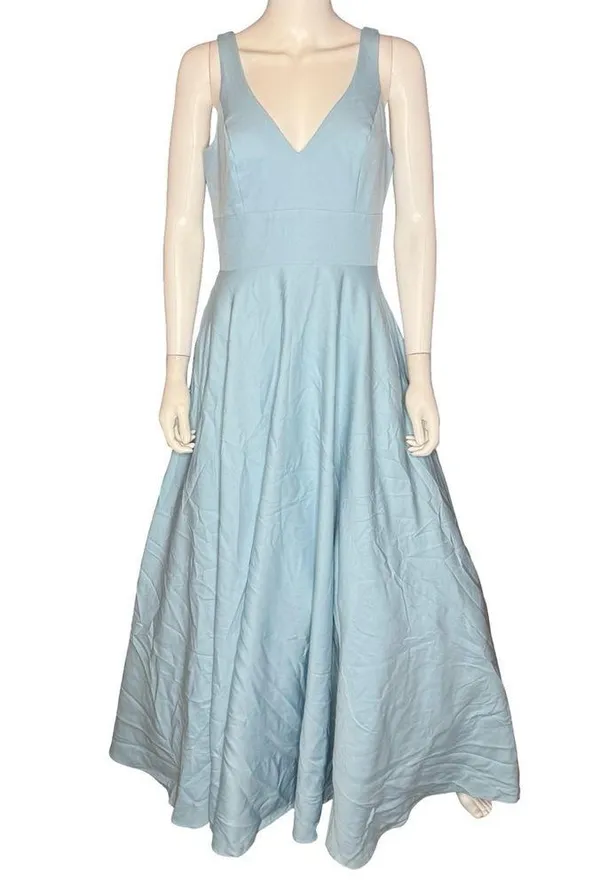 Ieena for Mac Duggal Blue Classic Sleeveless A-Line Ballgown with Pockets Sz 6 - Image 2