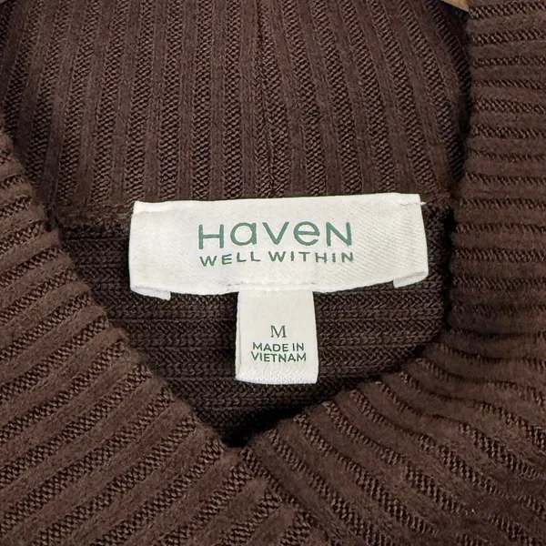Haven Well Within Ribbed Mock Neck Long Sleeve Top Brown Size Medium NWT - Image 3