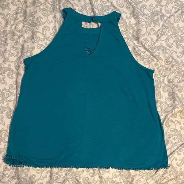 No Boundaries Turquoise w/ Accent Halter Tank Top - Image 4