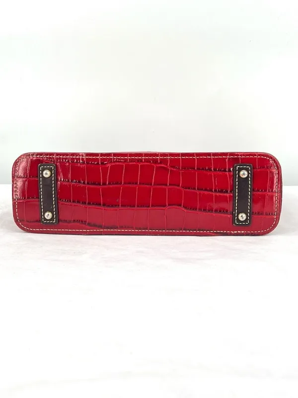 Dooney & Bourke Croco Embossed Red Leather Lexington Shopper Tote Shoulder Bag - Image 8