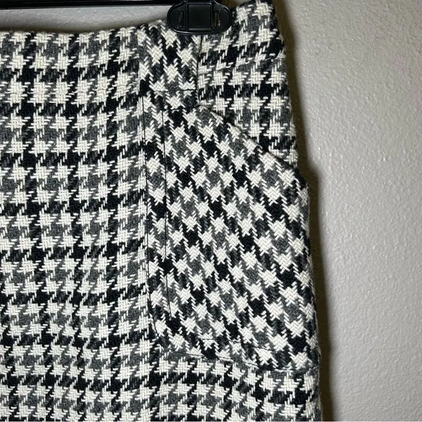 J. Crew Black & White Wool Houndstooth Tweed Mini Skirt Women’s Size XS 2 - Image 4
