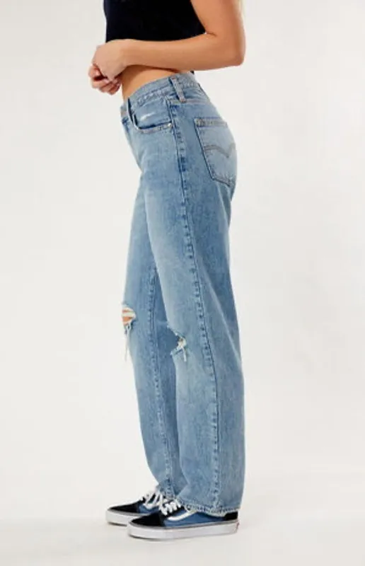 Levi's '94 Baggy Jeans 29 Light Wash Distressed Ripped Knee 100% Cotton - Image 2