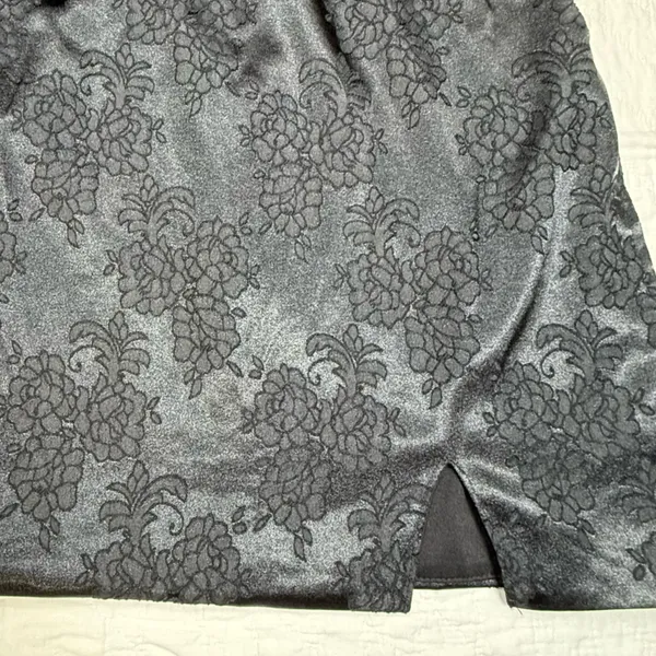 wild fable Black Floral Jacquard Satin Slip Dress with Adjustable Straps NWT - Image 3