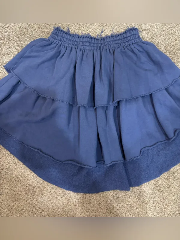 Aerie Ruffle Skirt Tiered Smocked Waist Casual Small Blue Purple Flowy Beachy - Image 6