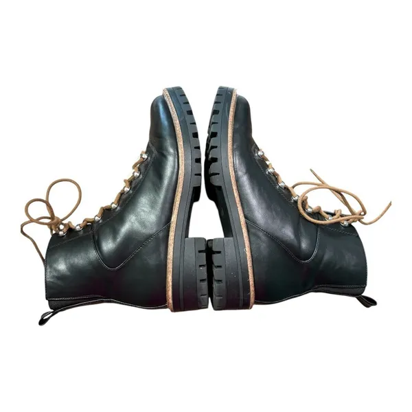 A New Day Combat Boots Womens 10 Black Faux Fur Trim Lug Sole Zipper Hiking Moto - Image 10