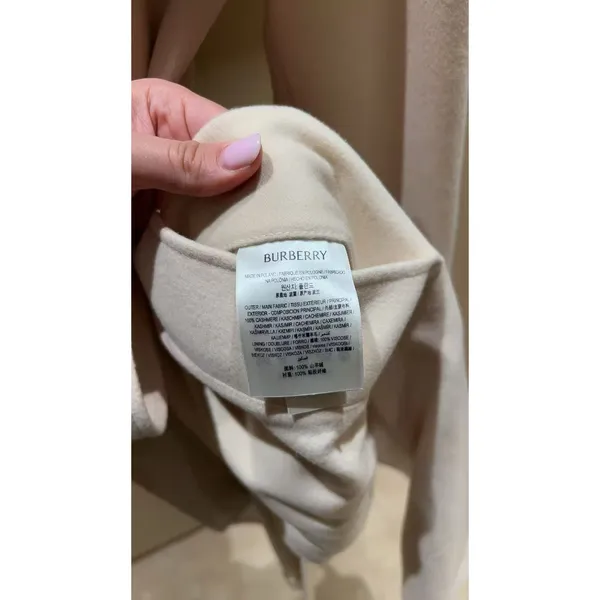 Burberry 100% Cashmere Trench Coat Candle Beige Wrap Belted 80979761006 US 6 NEW - Image 5