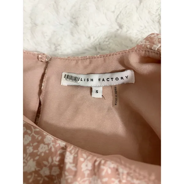 English Factory Pink Floral Cotton Candy Cropped Puffy Feminine Blouse S - Image 7