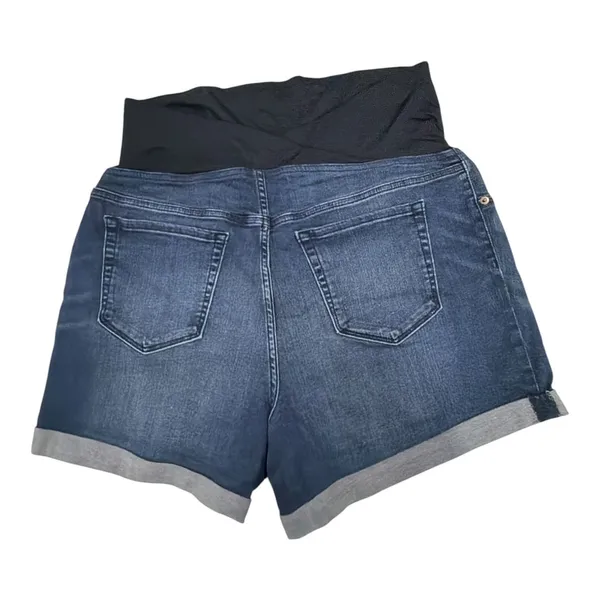 Isabel Maternity Denim Cuffed Midi Short Blue Size L - Image 2