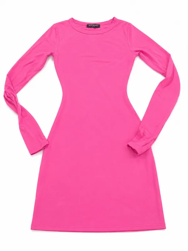 naked wardrobe Hot Pink Long Sleeve Fitted Mini Dress Size XSmall - Image 2