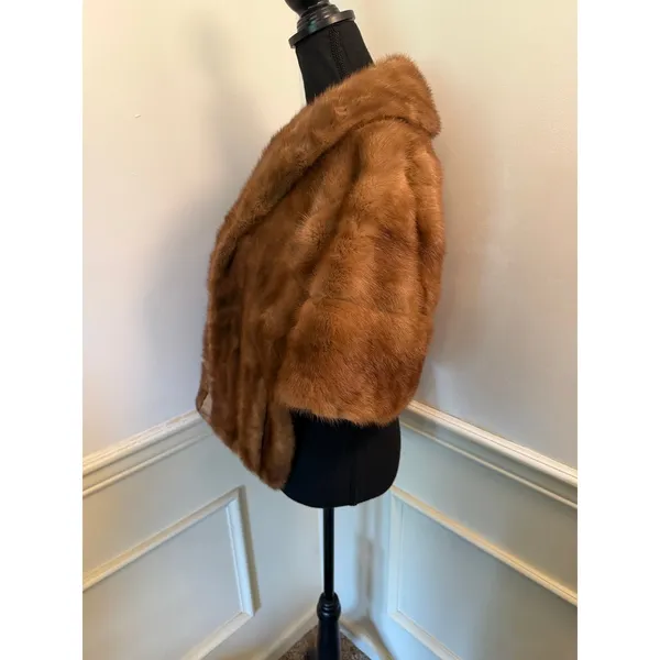 Vintage 50s/60s EMBA Autumn Haze Natural Brown Mutation Mink Fur Stole Capelet - Image 5
