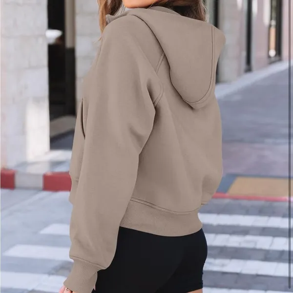 NWT Tan half zip hoodie Size M - Image 5