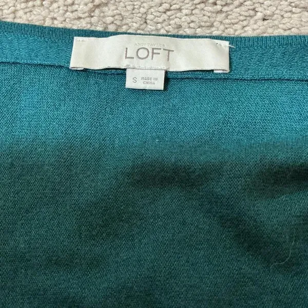 Loft Surplice Wrap Knit Sweater Women S Teal Green Dolman Sleeve V-Neck Ribbed‎ - Image 5