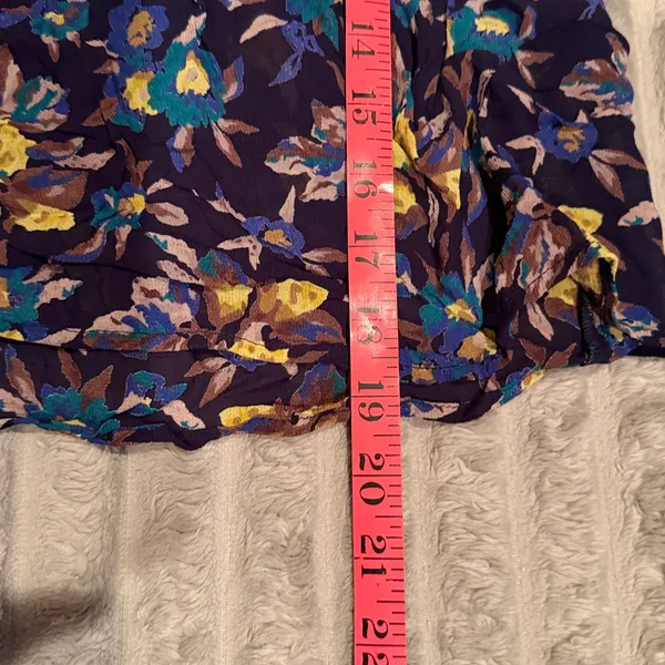 Meadow Rue Anthropologie Floral Embroidered Peplum Blouse Navy Blue‎ Small - Image 7