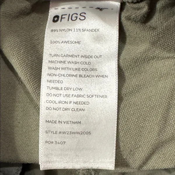 Figs FigsPro Skinny Zip Fly Elastic Waist Trouser Agave Green Scrub Work Pants S - Image 13