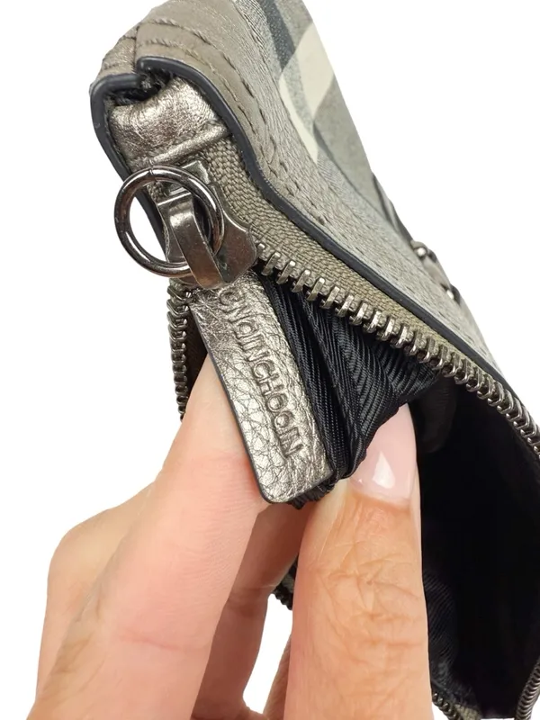 Y2K Burberry Gray Silver Plaid Wristlet Wallet Clutch - Image 15
