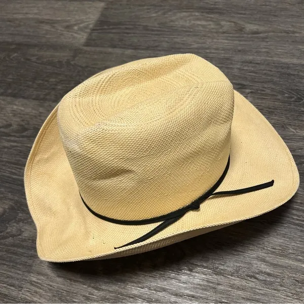 Stallion by STETSON straw cowboy hat, tan, hard shell, 7 1/8 - Image 2