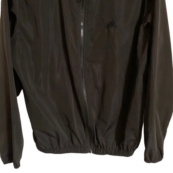 Brandy Melville Windbreaker Jacket Womens OS Black Bear Logo Hooded Full Zip - Image 5