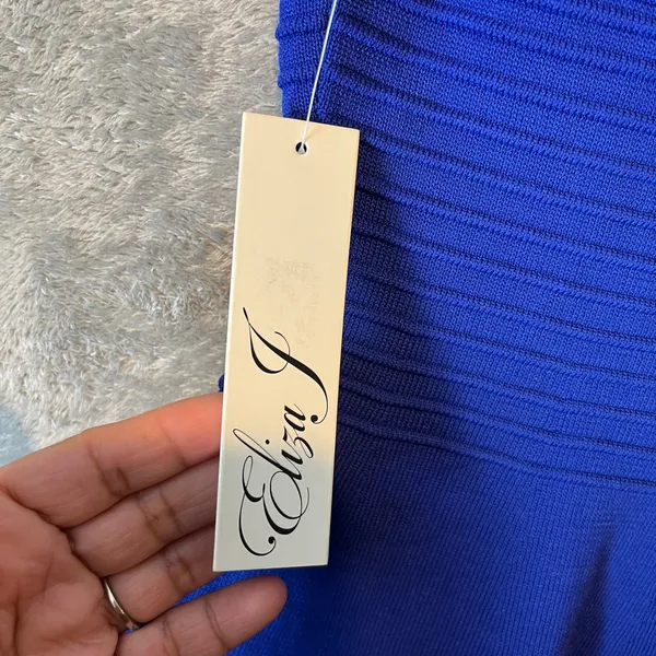 Eliza J Small Royal Blue Off Shoulder Ruffle Fit & Flare Cocktail Dress New - Image 4