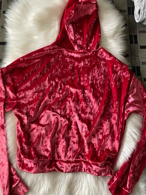 Fabletics Crushed Velour Zip Up Hoodie strawberry red  - Image 9