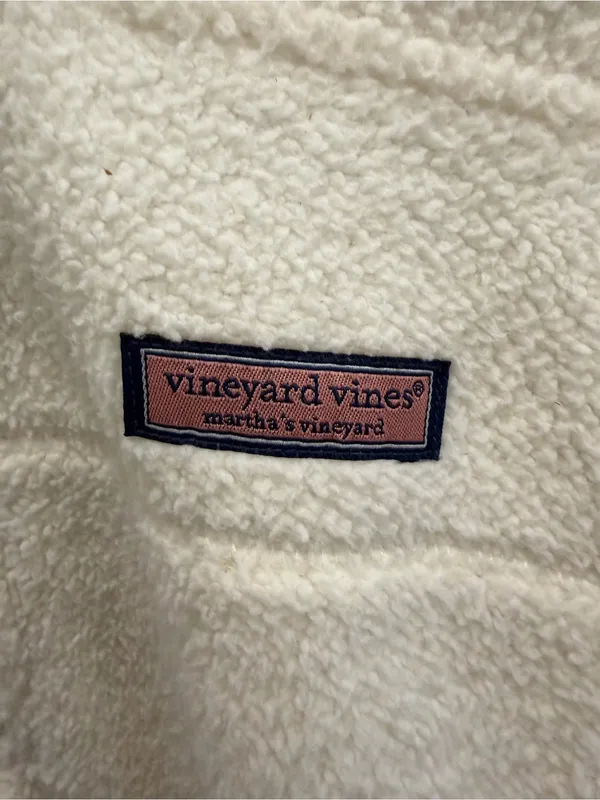 Vineyard Vines White Sherpa Half-Zip Pullover - Image 2