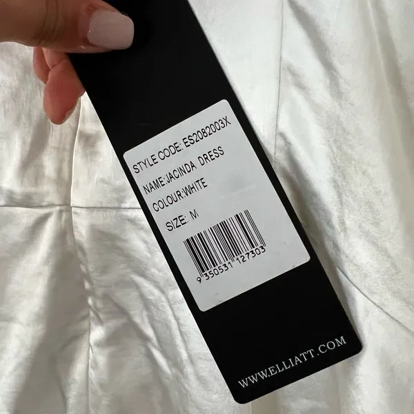 NWT ELIATT Satin Jacinda Rhinestone Asymmetric Cocktail White Dress Sz M - Image 8