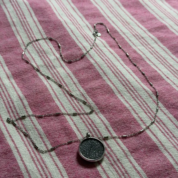 LOFT double sided silver pendant necklace - grey druzy and white pearl - Image 3