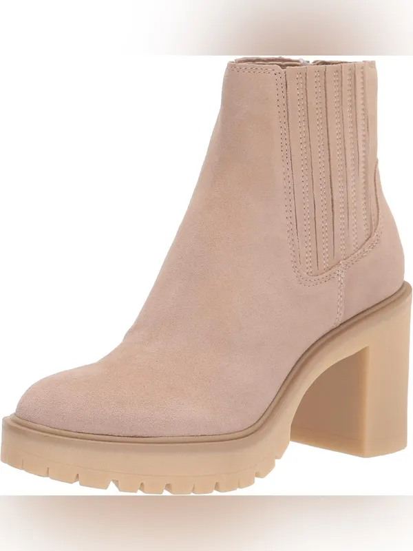 Dolce Vita Taupe Suede Platform Chelsea Heeled Boot - Image 2