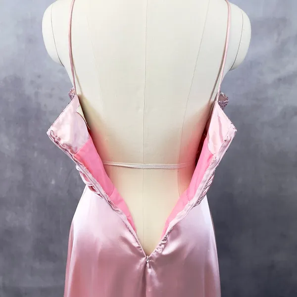Vtg Lenovia Sequin Satin Dress Medium Prom Formal Y2K Coquette Balletcore Glam‎ - Image 8