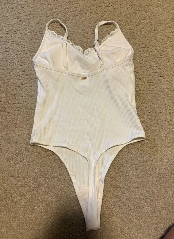 Victoria's Secret White Lace Bodysuit Thong - Image 2