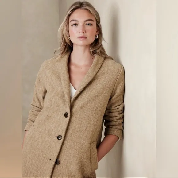 Banana Republic Shawl Collar Coat in‎ Oatmeal Heather Size Small - Image 7