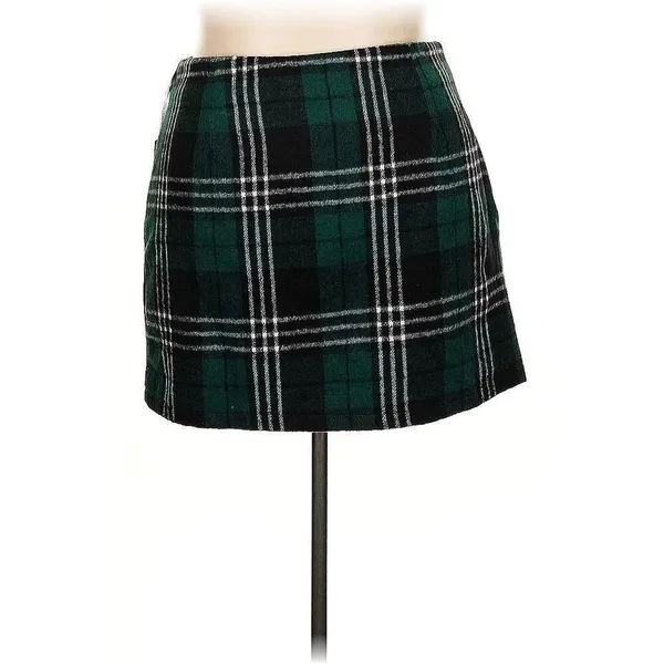 ✨Womens Wool Plaid Mini Skirt High Waisted Bodycon Pencil Sz S Skirt✨ - Image 4