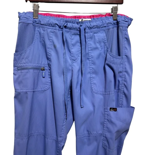 Koi Lite Womens Scrub Pants M Blue‎ Utility Cargo Medical Workwear Straight Leg - Image 4